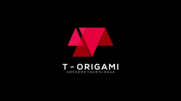 Vector abstracte origami letter T logo ontwerpsjabloon