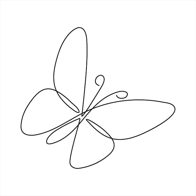 Vector vector abstracte schets ontwerp prachtige vlinder geïsoleerd op een witte achtergrond en minimaal