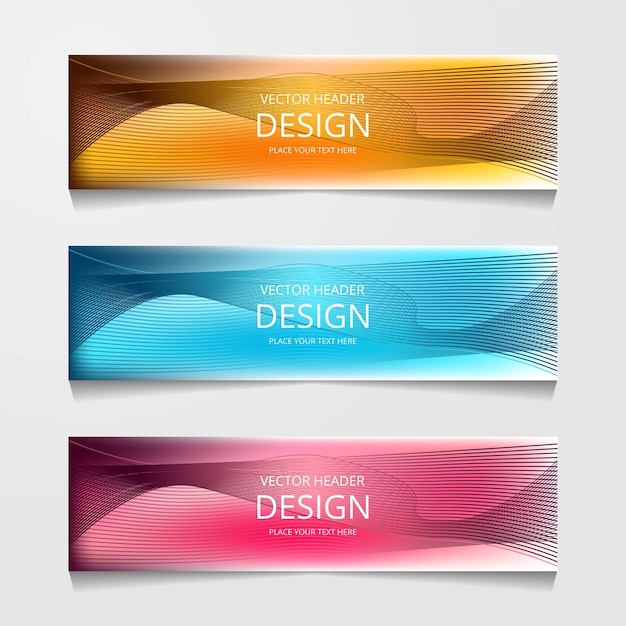 Vector abstracte webbanner ontwerpsjabloon Verzameling van webbannersjabloon Abstracte geometrische webontwerpsjabloon voor spandoek geïsoleerd op grijze achtergrond Koptekst bestemmingspagina Web Design