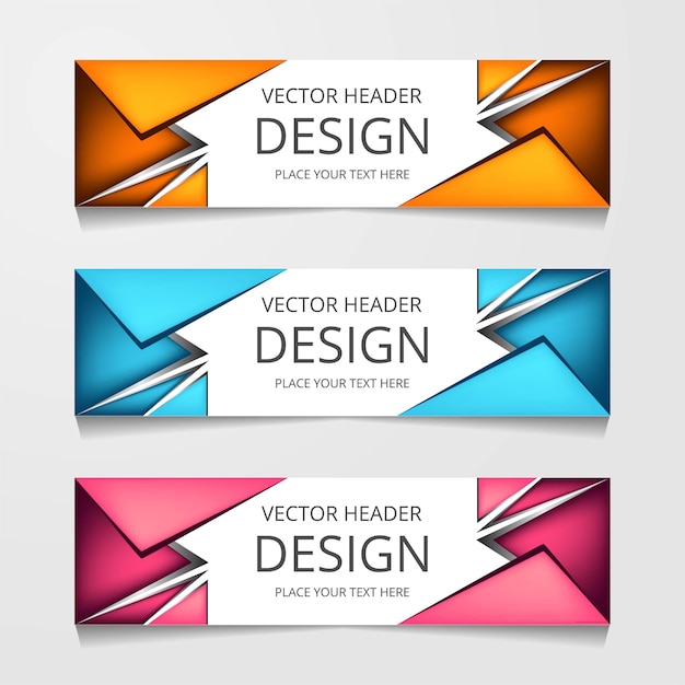 Vector abstracte webbanner ontwerpsjabloon Verzameling van webbannersjabloon Abstracte geometrische webontwerpsjabloon voor spandoek geïsoleerd op grijze achtergrond Koptekst bestemmingspagina Web Design