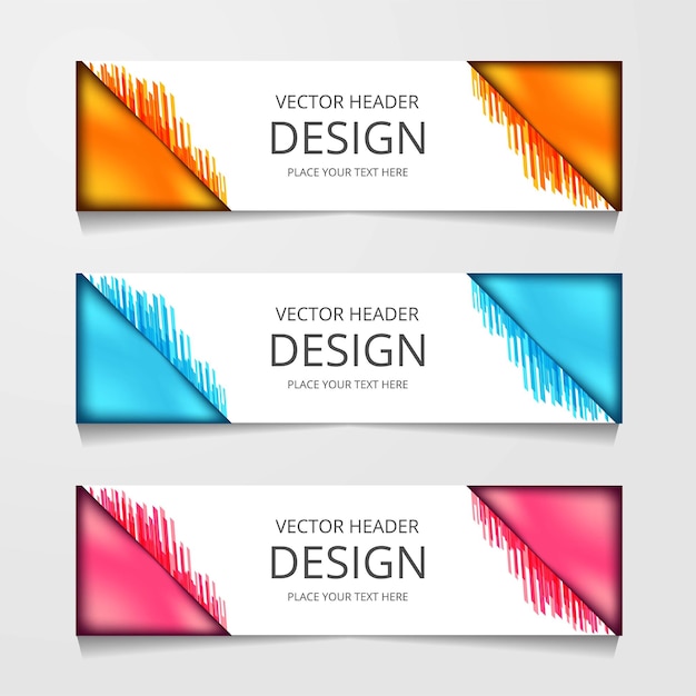 Vector abstracte webbanner ontwerpsjabloon Verzameling van webbannersjabloon Abstracte geometrische webontwerpsjabloon voor spandoek geïsoleerd op grijze achtergrond Koptekst bestemmingspagina Web Design