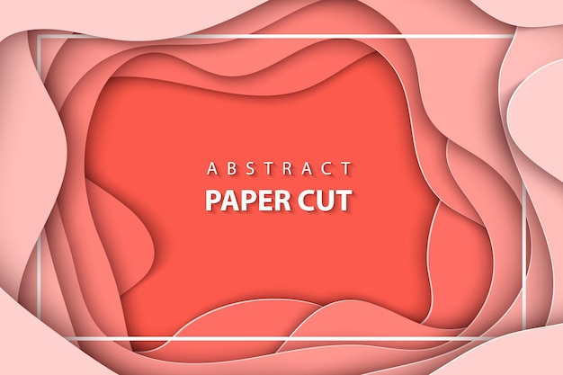 Vector achtergrond met pastel koraal trend kleur papier gesneden vormen 3D abstracte papier kunststijl
