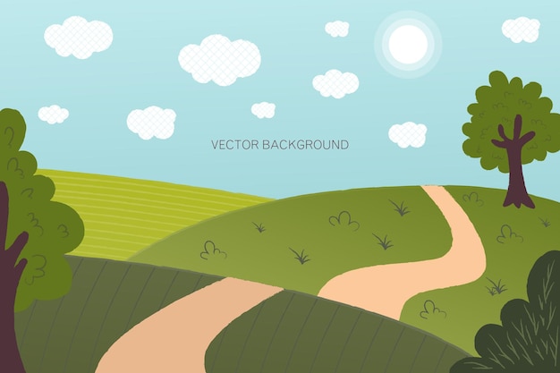 Vector vector achtergrond met textuur zomer landschap natuurlijk panorama horizon groen gras