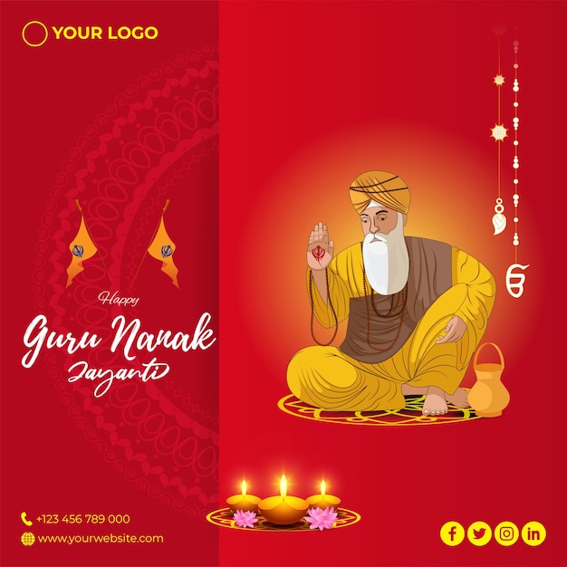 Vector achtergrond voor Guru Nanak Jayanti Indiase festival