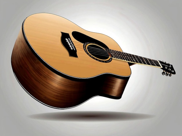 Вектор Векторная акустическая гитара изолирована на белом фоне изолирована