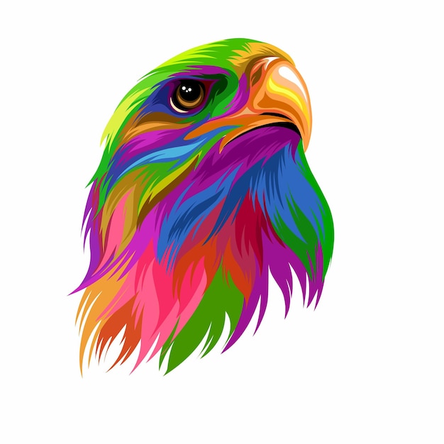 Vector adelaar hoofd kleurrijke regenboog