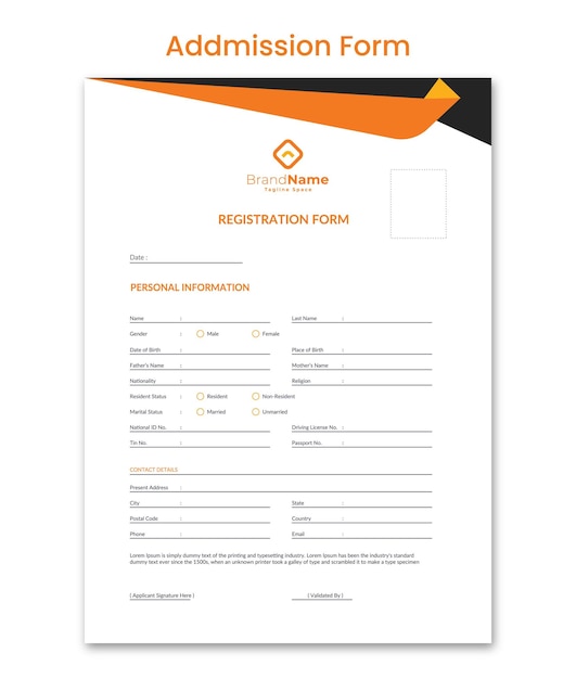 Vector admission form illustration of application form registration form registration form online