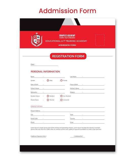 Vector admission form illustration of application form registration form registration form online