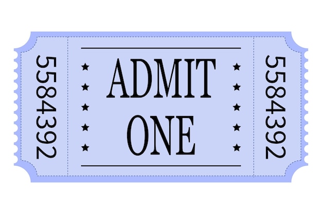 Vector admission ticket in blue color