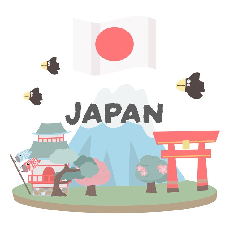 愛らしい日本旅行のコンセプトはがきのベクトル