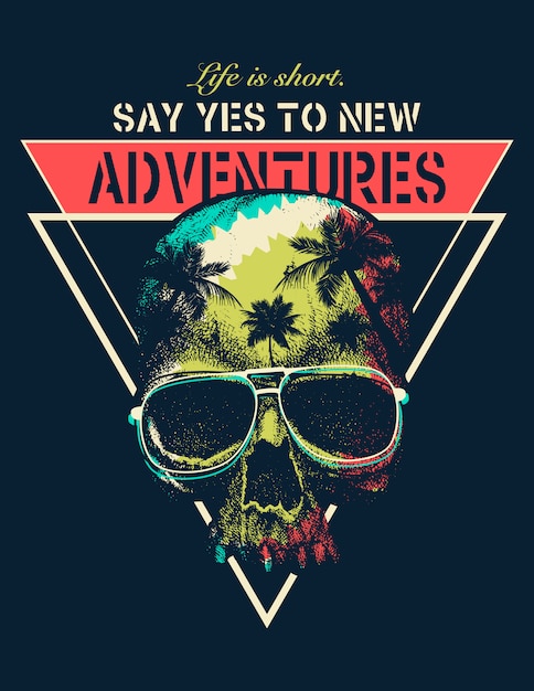 Vector adventure graphic with a scary skull