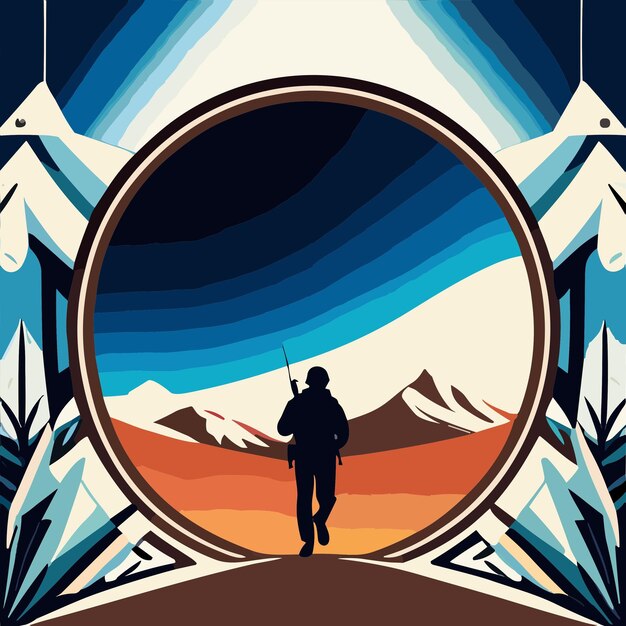 Vector adventuring forest and mountains illustration