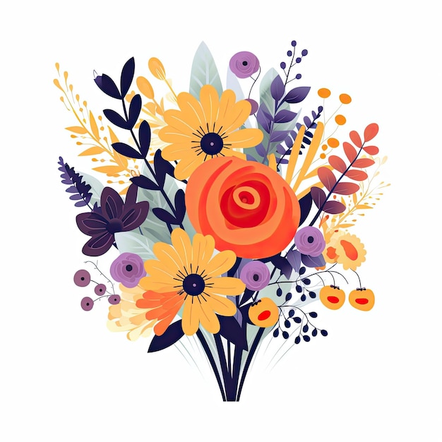 Vector afbeelding schattig bloemen boeket