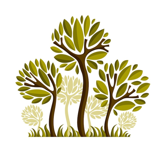 Vector afbeelding van creatieve boom, natuur concept. Kunst symbolische illustratie van plant, bos idee.