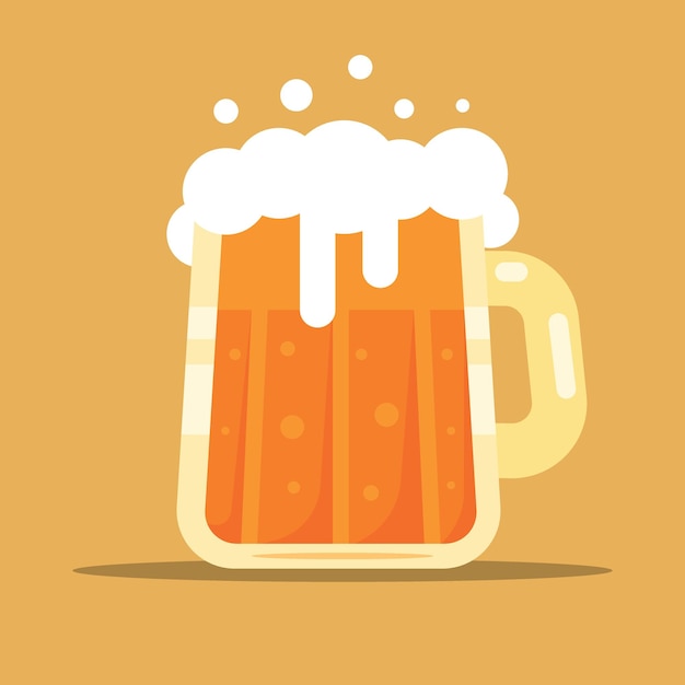 Vector afbeelding van een beker bier met witte schuim voedsel illustratie