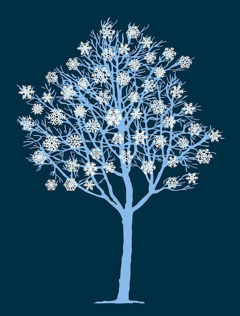Vector afbeelding van een bevroren boom in de winter