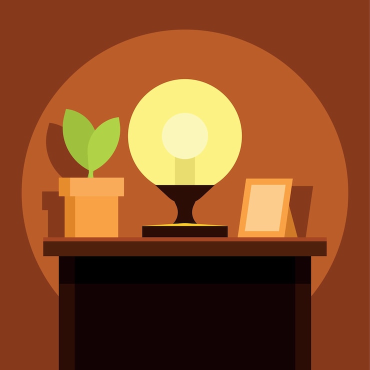 Vector vector afbeelding van een lamp op het nachtkastje geïsoleerd op transparante achtergrond