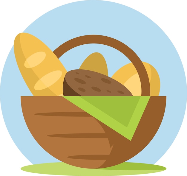 Vector afbeelding van een mand vol brood voedsel illustratie