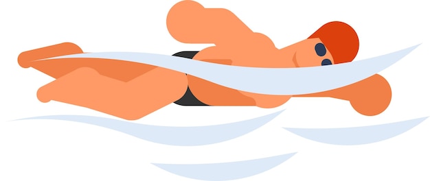 Vector afbeelding van een persoon zwemmen in het water geïsoleerd op transparante achtergrond