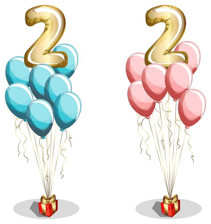 Vector vector afbeelding van een stel ballen geleid door een getal dat de leeftijd aangeeft van een persoon of bedrijf organisatie business concept cartoon eps 10