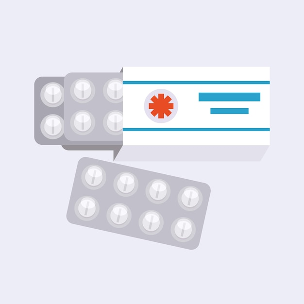 Vector afbeelding van pillen in farmaceutische verpakkingen geïsoleerd op transparante achtergrond