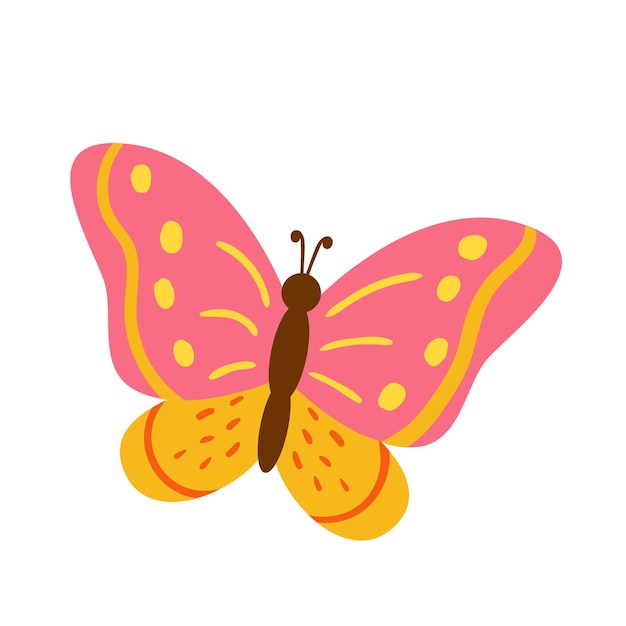 Vector afbeelding van schattige kleurrijke vlinder geïsoleerd op een witte achtergrond