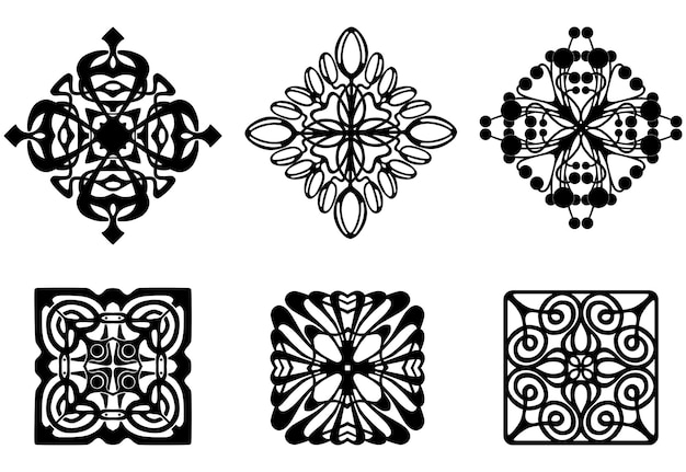 Vector afbeelding van verschillende decoratieve design elementen silhouetten