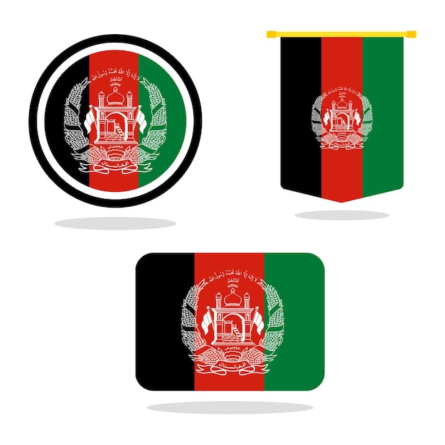 터 아프가니스탄 발 세트 (Vector Afghanistan flag set) - 아프가니스탄 발의 일러스트레이션