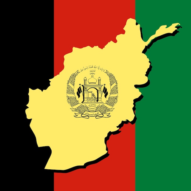 ベクトル アフガニスタンの旗と地図 アフガン国旗と地圖イラスト