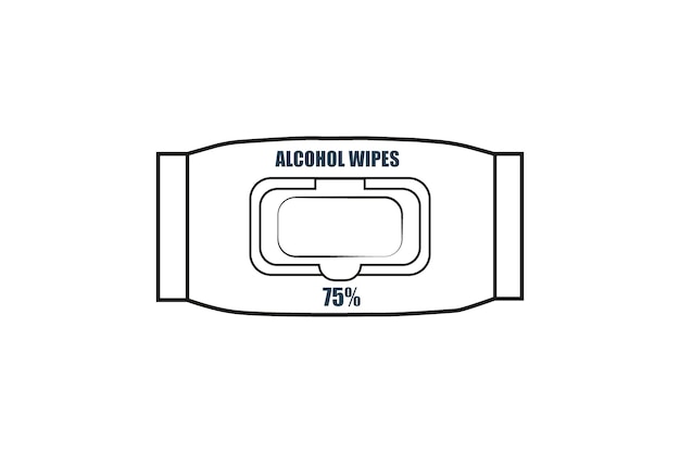 Salviettine imbevute di alcol vettoriale pacchetto di tessuto umido concetto di prevenzione dell'epidemia disinfezione antibatterica sterilizzazione segno isolato e modello di icona