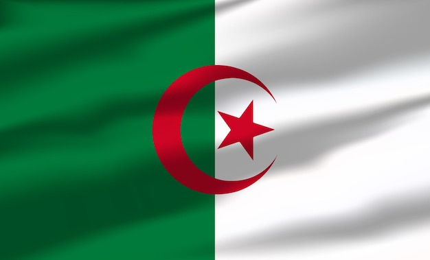 Флаг Алжира Вектор Размахивая Реалистичные Плавные Флаги