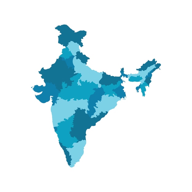 Vettore mappa vettoriale di tutti gli stati dell'india