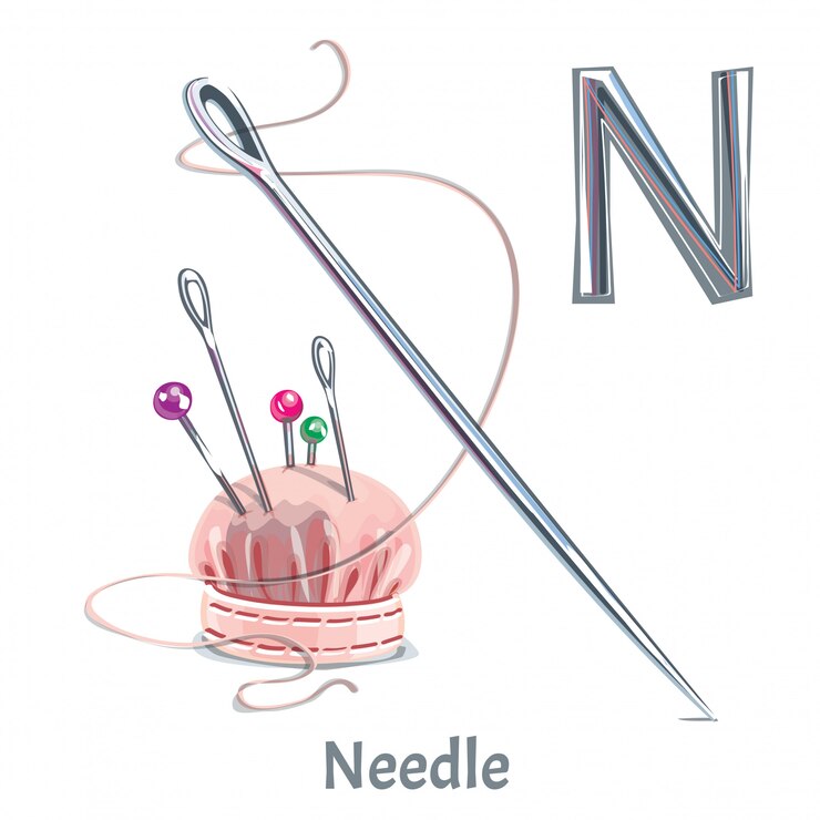 वेक्टर vector alphabet letter n. needle