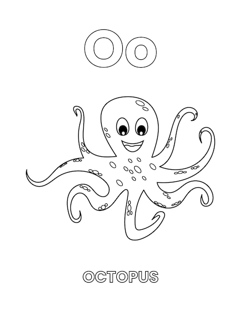 Vector alphabet line art coloring page for kids