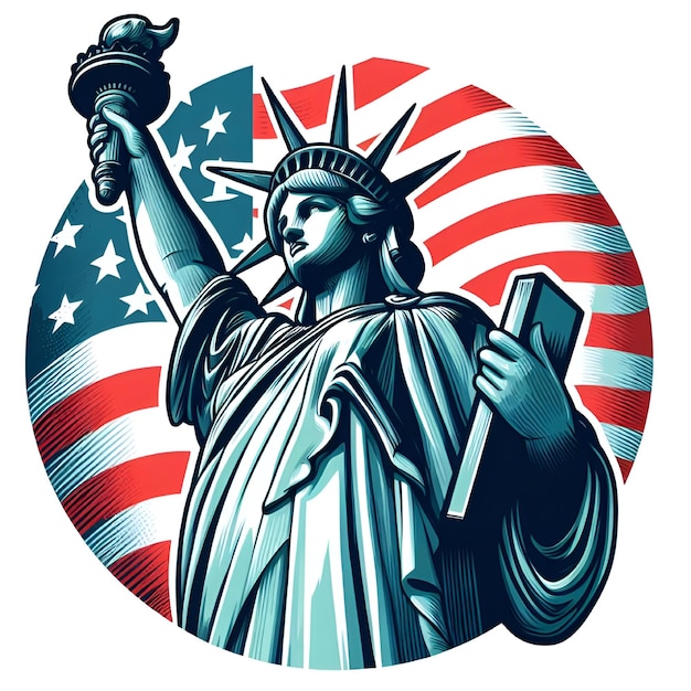 Вектор Векторный американский флаг, размахивающий изолированно на белом логотипе