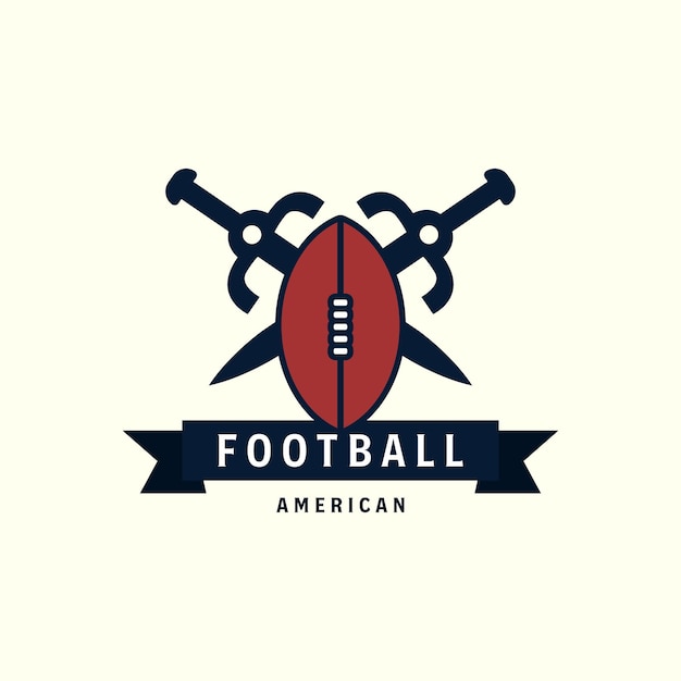 Векторный винтажный логотип американского футбола с иллюстрацией шаблона меча