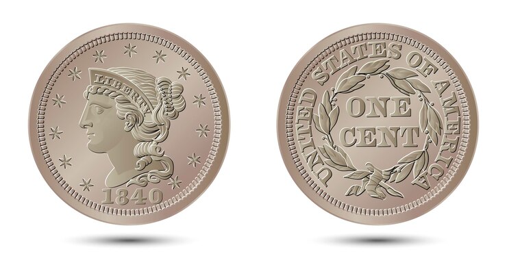 Vector vector american money one cent coin 1840 to 1857 vector illustration