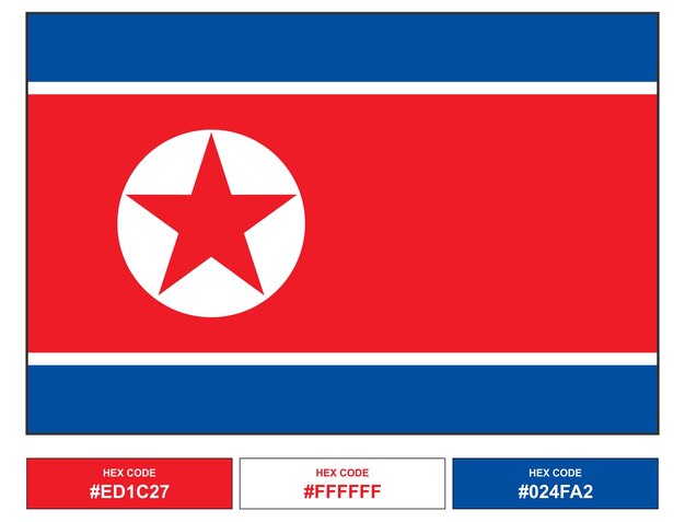 벡터 북한의 벡터 및 16진수 코드 국가 국기