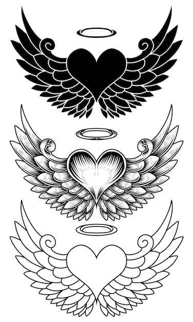 vector angel wings set tattoo design