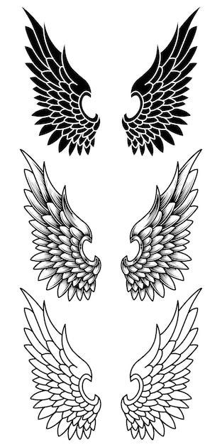 vector angel wings set tattoo design