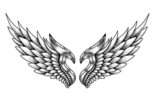 Vector angel wings tattoo design