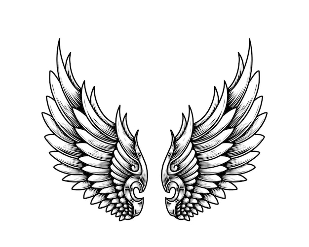 Vector angel wings tattoo design