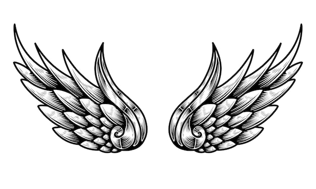 Vector angel wings tattoo design