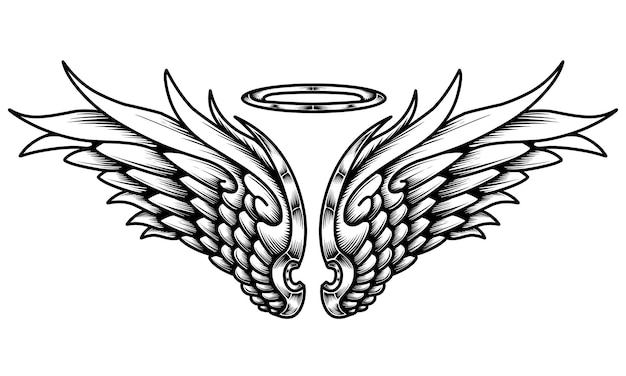 Premium Vector | Vector angel wings tattoo design