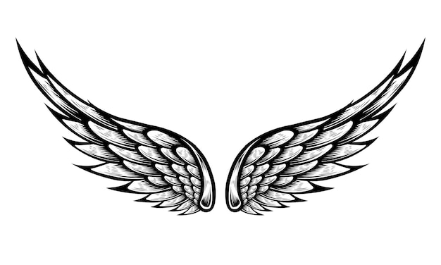 Download Black and White Eagle Wing Tattoo Drawing PNG Online - Creative  Fabrica