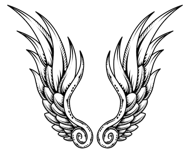 Vector vector angel wings tattoo design