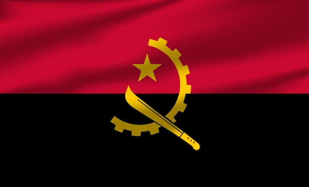 Vector Angola-vlag die realistische vloeiende vlaggen zwaait