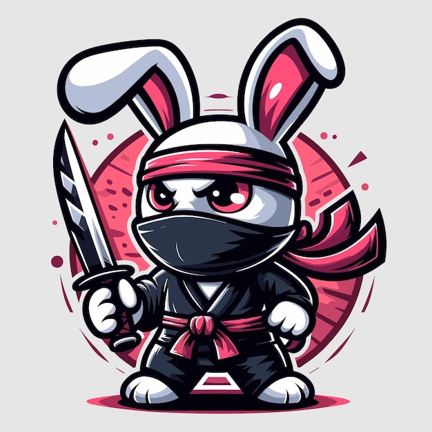 Vector vector angry bunny ninja assasin