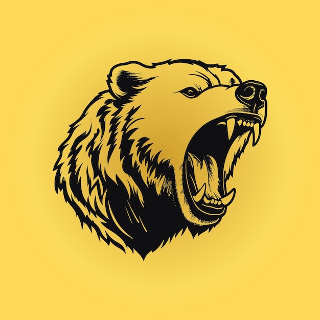 Vector of angry grizzly head roaring