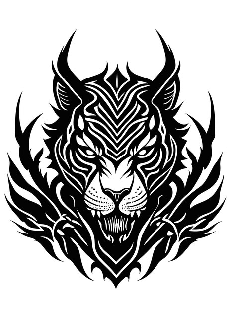 Vector a vector angry tiger head silhouette mythology logo monochrome design style artwork illustration